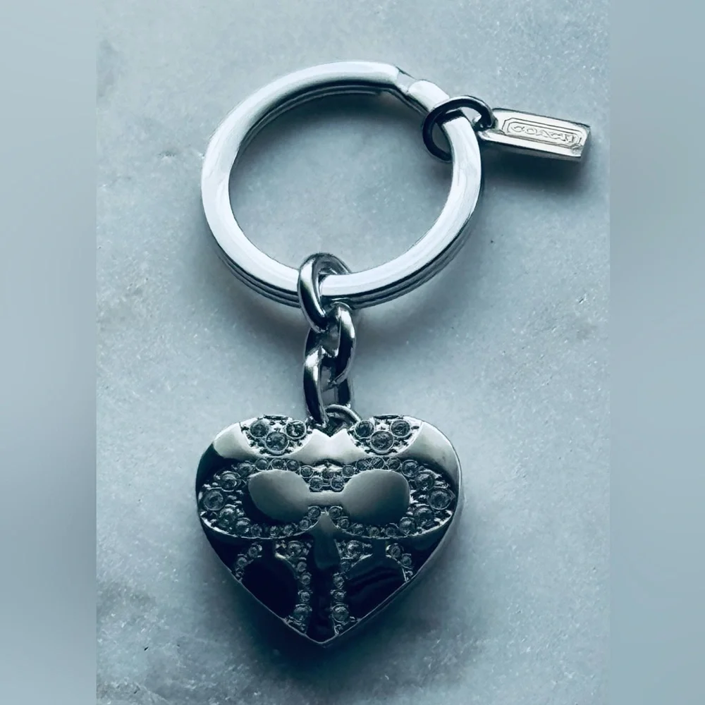 Coach Silver Heart Locket Keyring - Picture 7 of 11